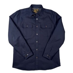Line of Trade Shirt Jacket Mens XL Navy‎ Blue Good Lined Cotton Blend Utility